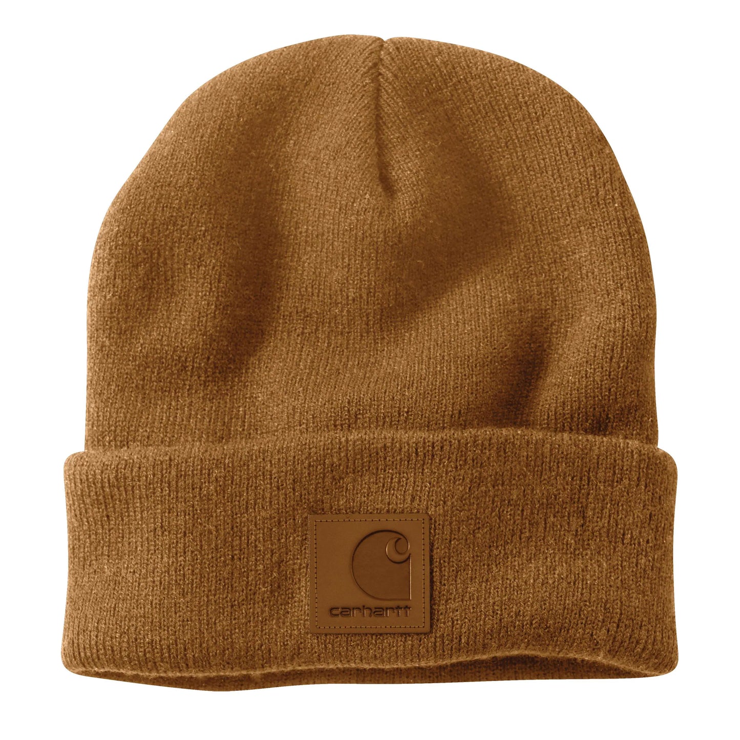 Carhartt Rib Cuff Leather Logo Beanie
