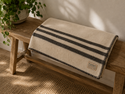 MacAusland Wool Blanket Queen Cream/Stripe🍁