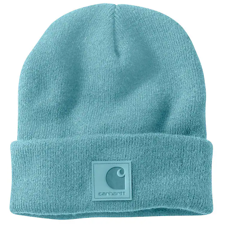 Hat Carhartt Rib Cuff Leather Logo Beanie