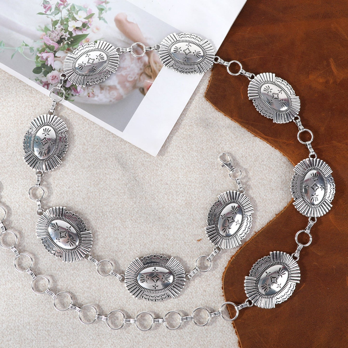 Belt Concho Etched Oval