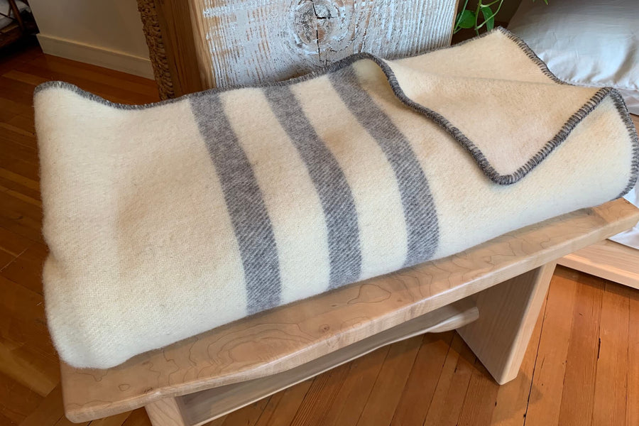 MacAusland Wool Blanket Queen Cream/Stripe🍁