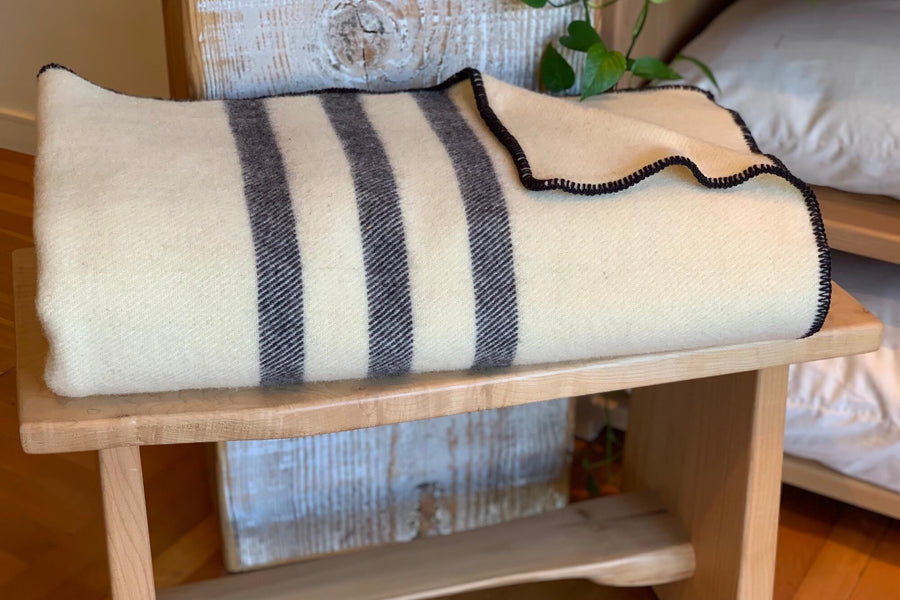 MacAusland Wool Blanket Queen Cream/Stripe🍁