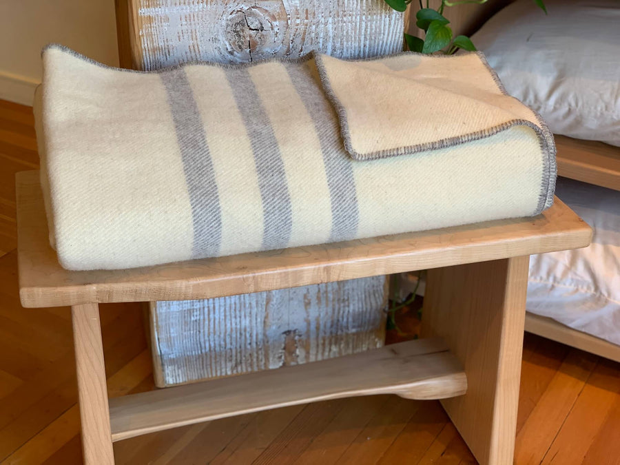 MacAusland Wool Blanket Queen Cream/Stripe🍁