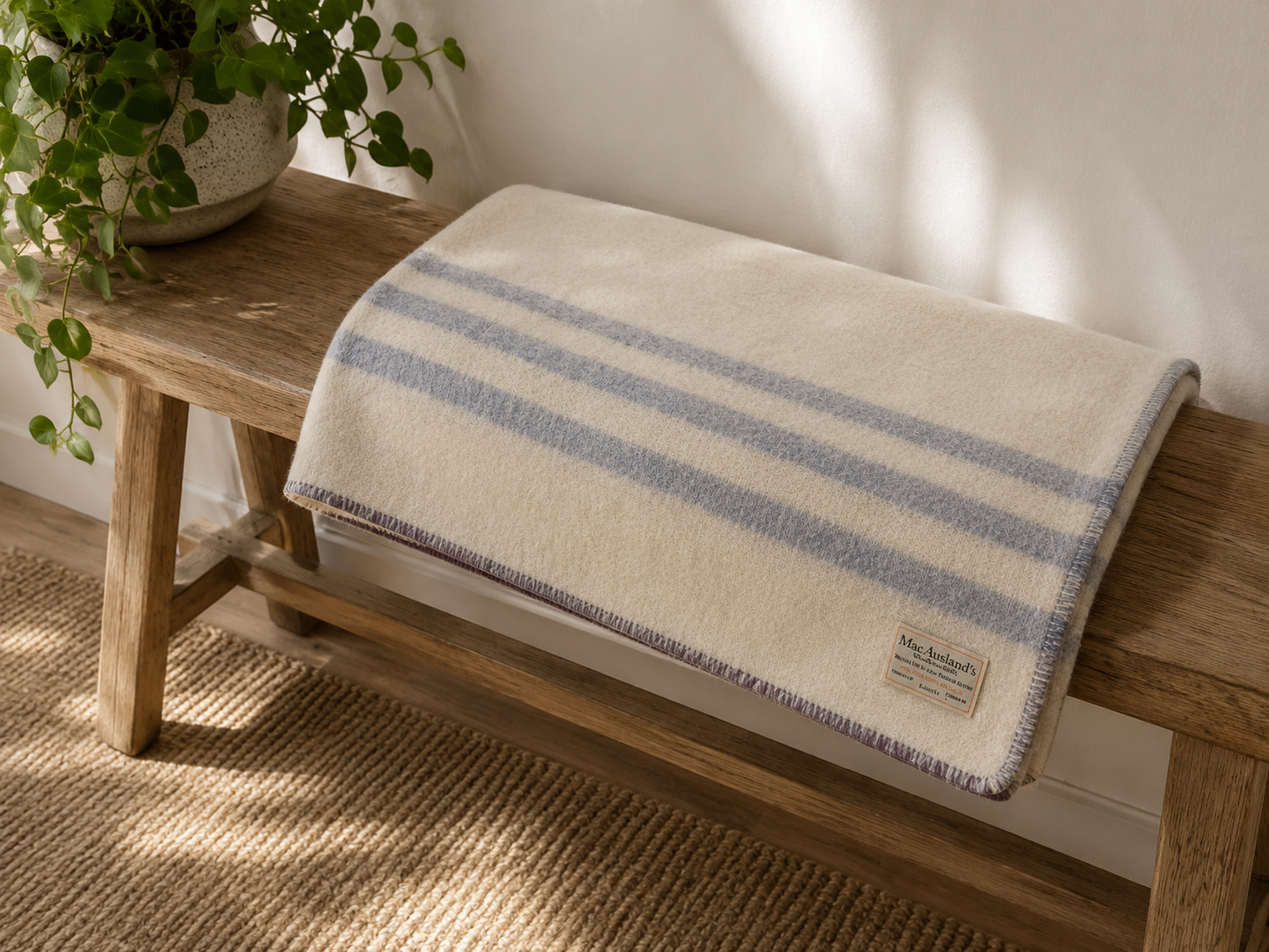 MacAusland Wool Blanket Queen Cream/Stripe🍁