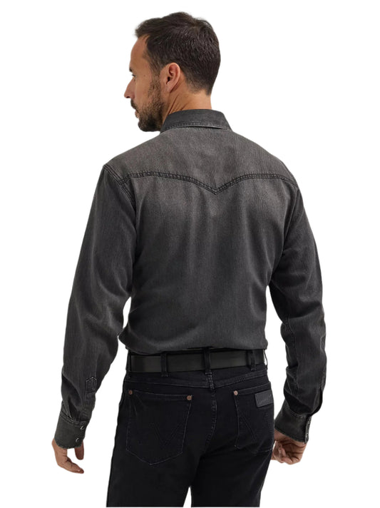 Wrangler Men's Retro Western Snap Long Sleeve Black