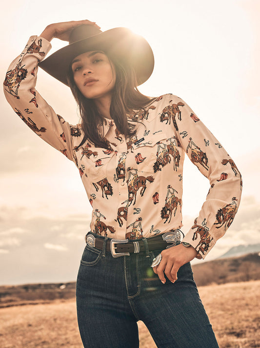 Shirt Wrangler LS Snap Retro Bronc