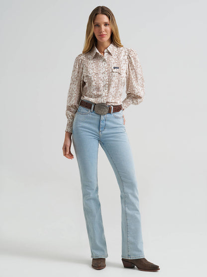 Wrangler Shirt Lady Puff Sleeve Floral