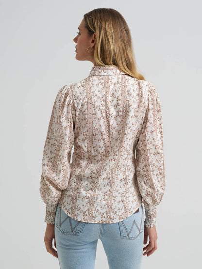 Wrangler Shirt Lady Puff Sleeve Floral