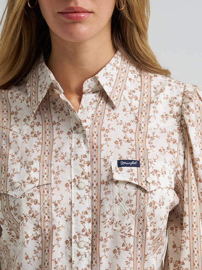 Wrangler Shirt Lady Puff Sleeve Floral