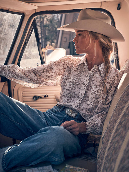 Wrangler Shirt Lady Puff Sleeve Floral