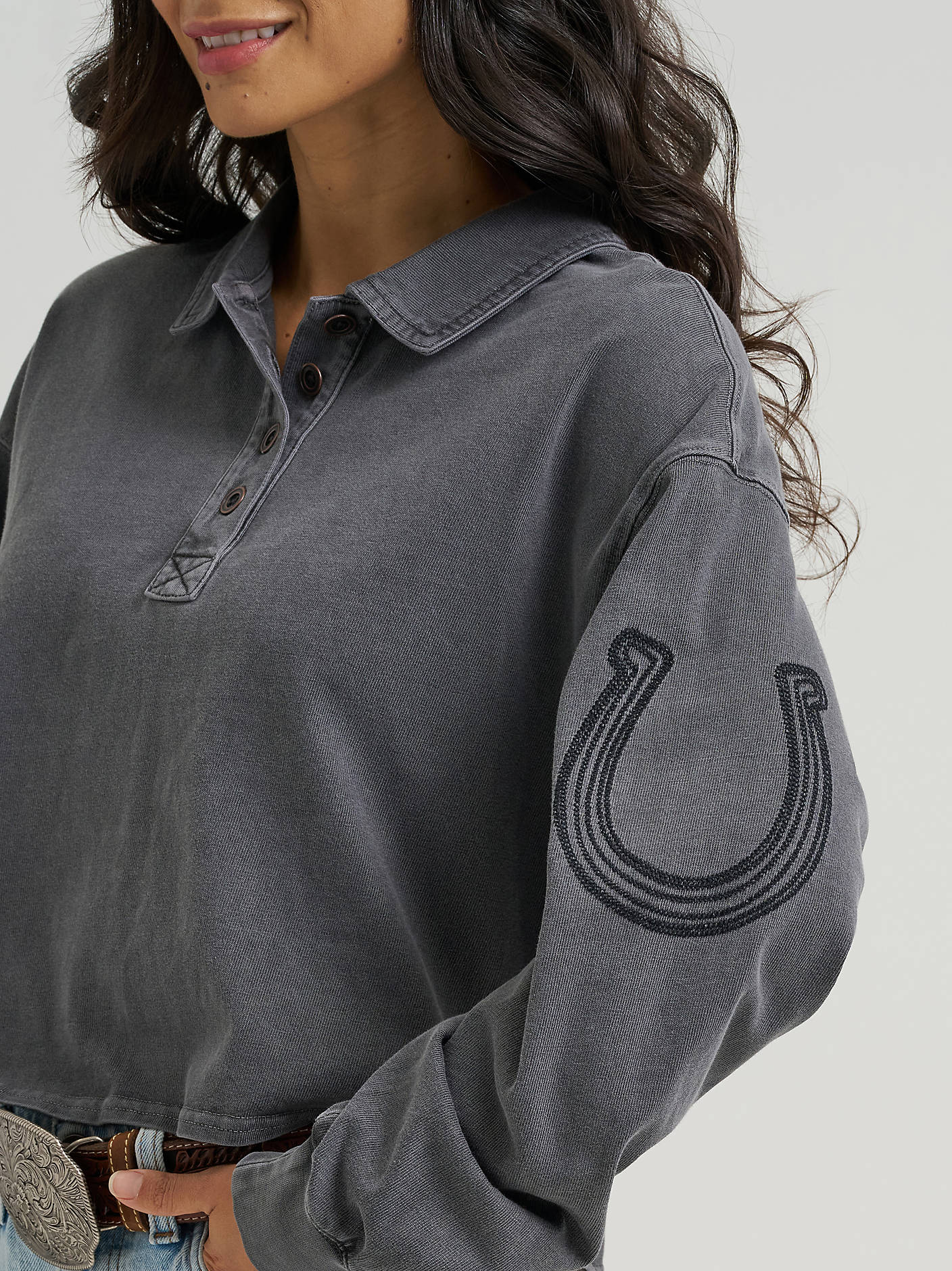 Wrangler Sweater Polo Crop Horseshoe