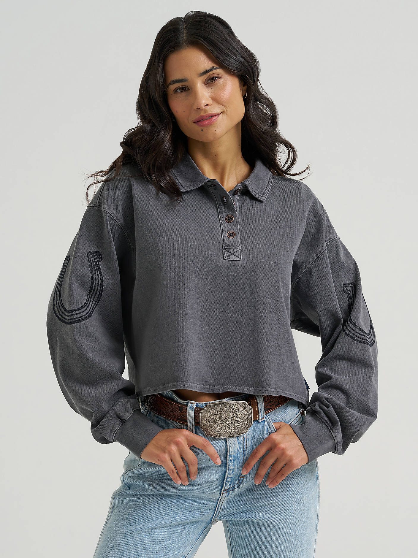 Wrangler Sweater Polo Crop Horseshoe