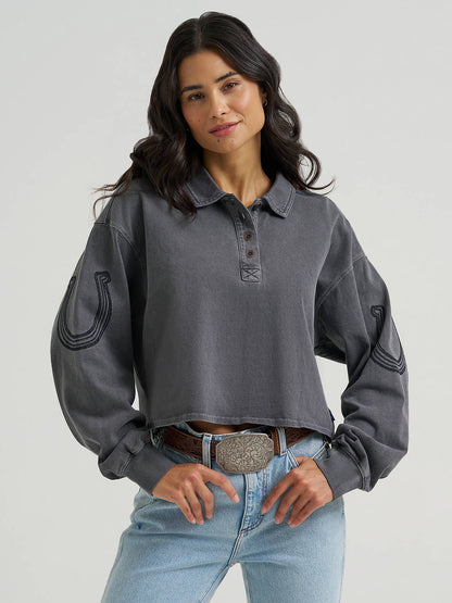 Wrangler Sweater Polo Crop Horseshoe
