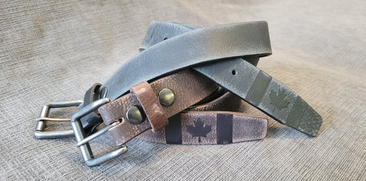 Embossed Distressed Canadian Flag Belt 🍁