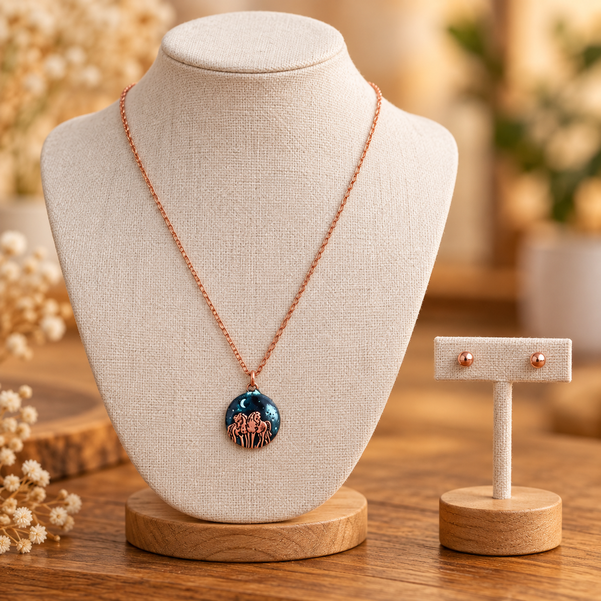 Necklace Set Horse Pendant