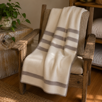 MacAusland Wool Blanket Queen Cream/Stripe🍁