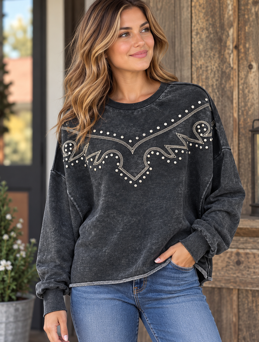 Sweatshirt Cotton Studded