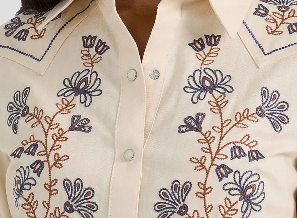 Dress LS Denim Snap Embrodery