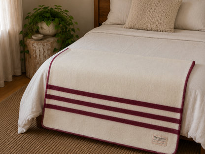 MacAusland Wool Blanket Queen Cream/Stripe🍁