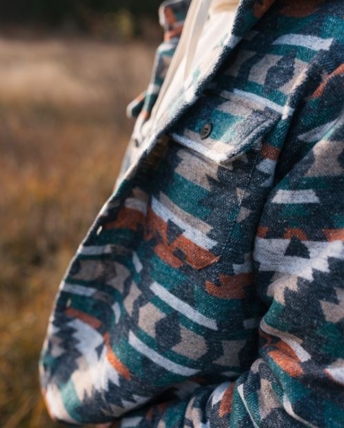 Men's Shacket Blue Aztec