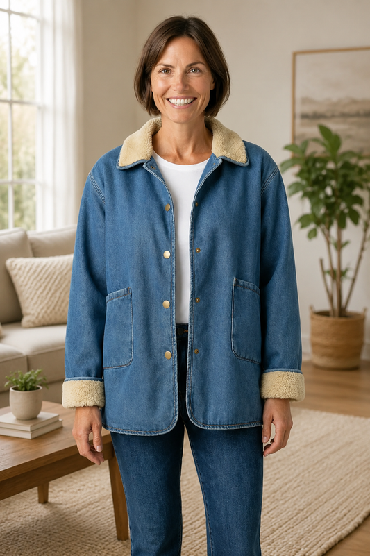 Jacket Jean Faux Fur Trim