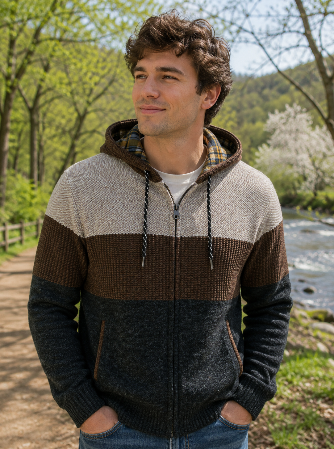 Point Zero Sweater Full Zip Stripe