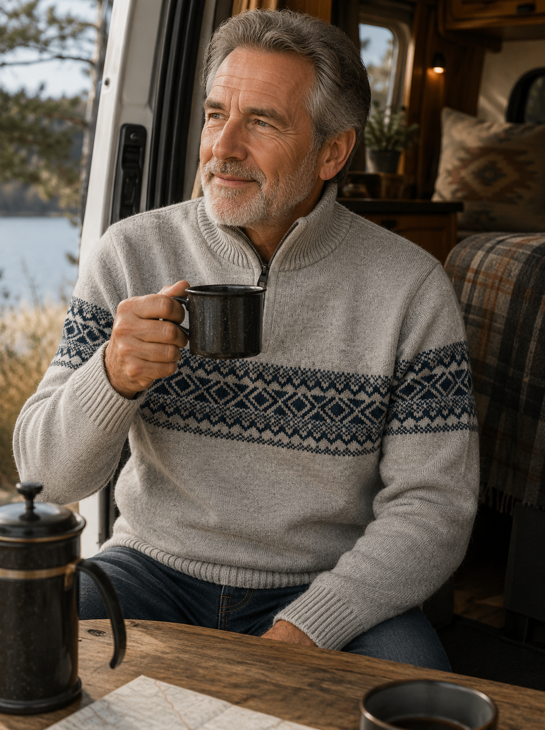 Point Zero Sweater Mock Zip Plaid