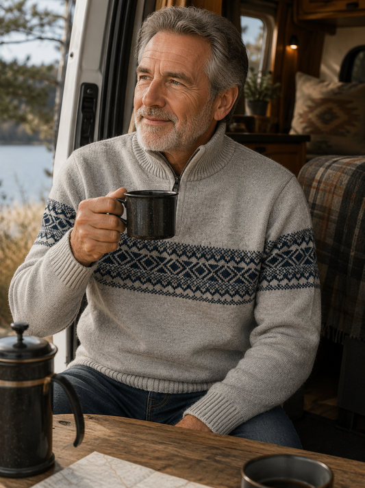 Point Zero Sweater Mock Zip Plaid