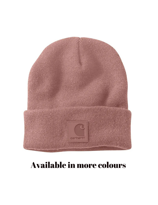 Carhartt Rib  Cuff Leather Logo Beanie