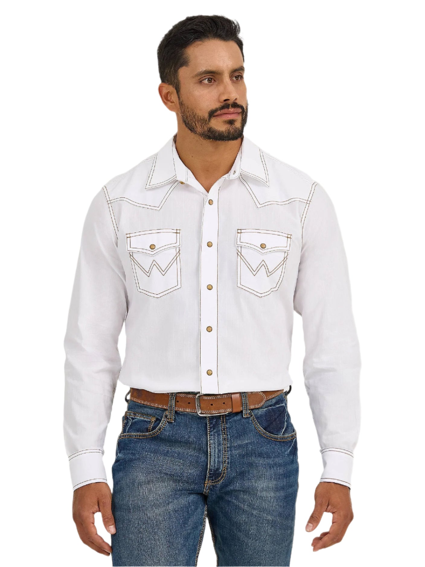Wrangler Shirt Retro Brown Stitch