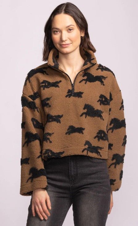 Sweater Fleece Horse Print