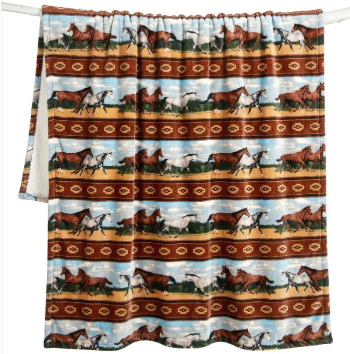Horses Plush Throw