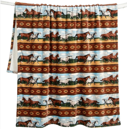 Horses Plush Throw