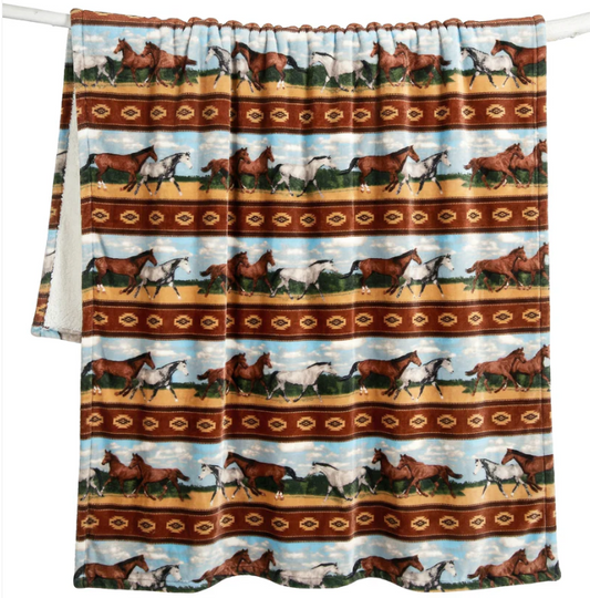 Horses Plush Throw