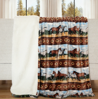 Horses Plush Throw