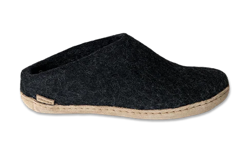 Glerup Women's Slip On Leather Bottom Slipper