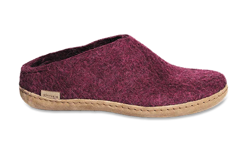 Glerup Men's Slip On Leather Bottom Slipper
