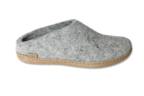 Glerup Men's Slip On Leather Bottom Slipper