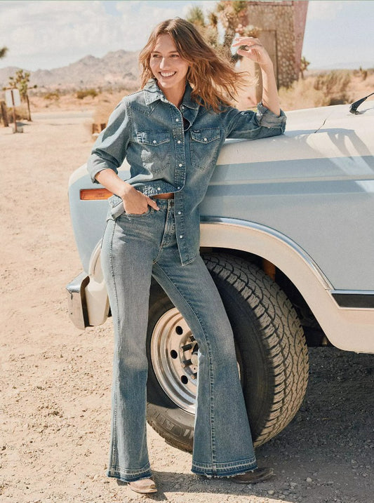 Jeans Wrangler Retro High Rise Flare Bailey Raw Hem