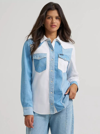 Shirt Wrangler Denim Vintage Snap