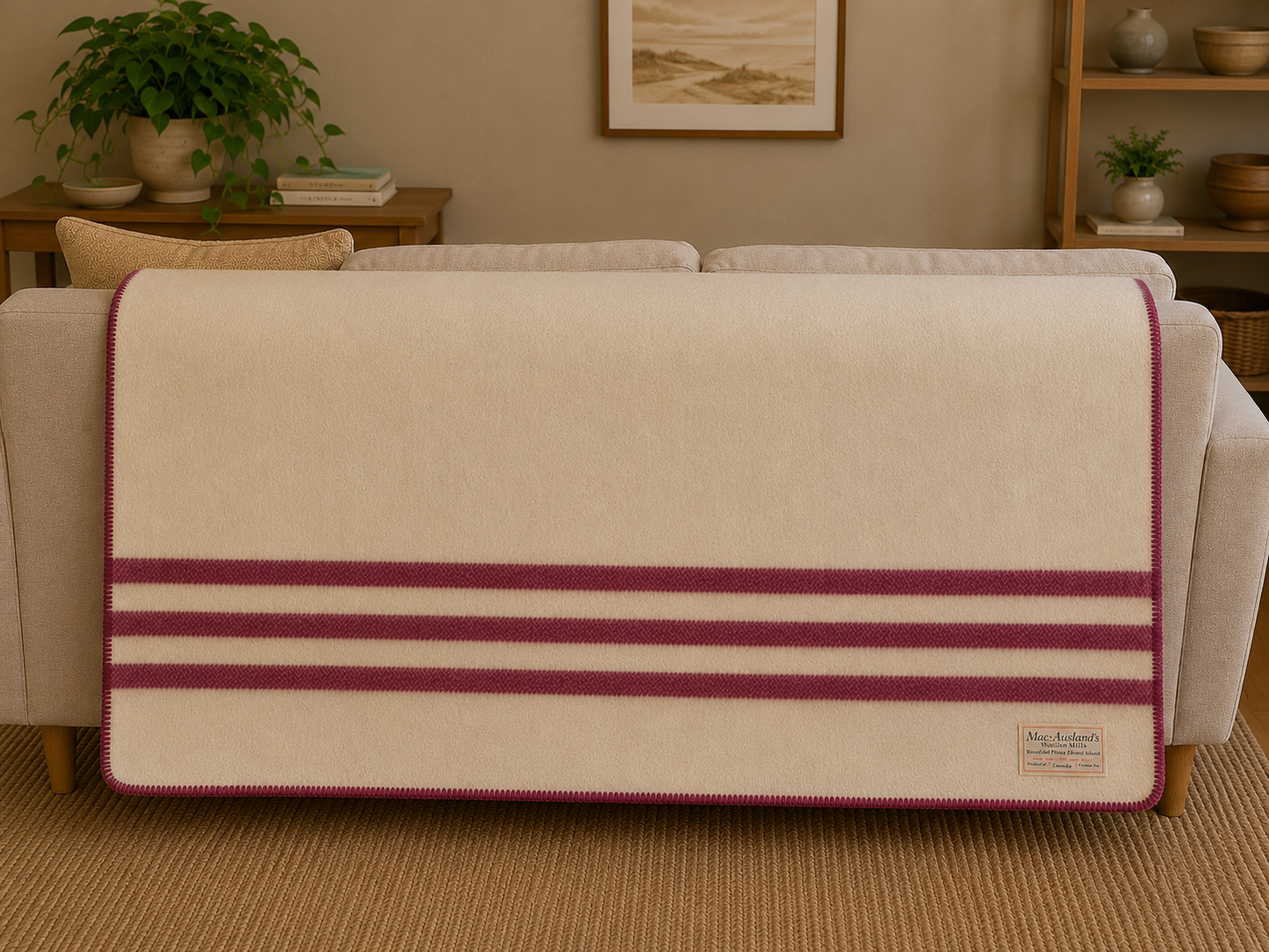 MacAusland Wool Blanket Queen Cream/Stripe🍁