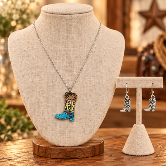 Necklace Set Boots Western