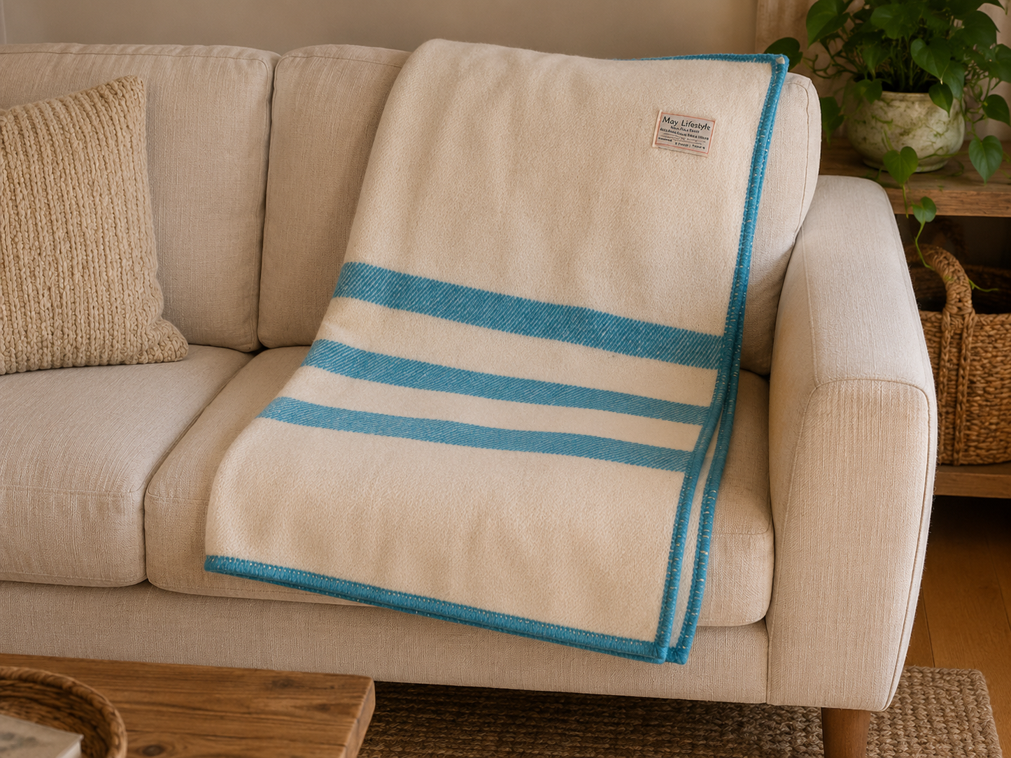 MacAusland Wool Blanket Queen Cream/Stripe🍁