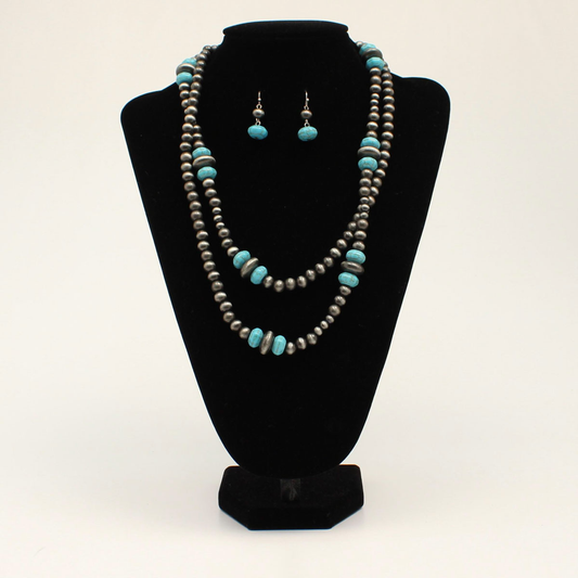 Rustic Couture Double Bead Earring & Necklace Set
