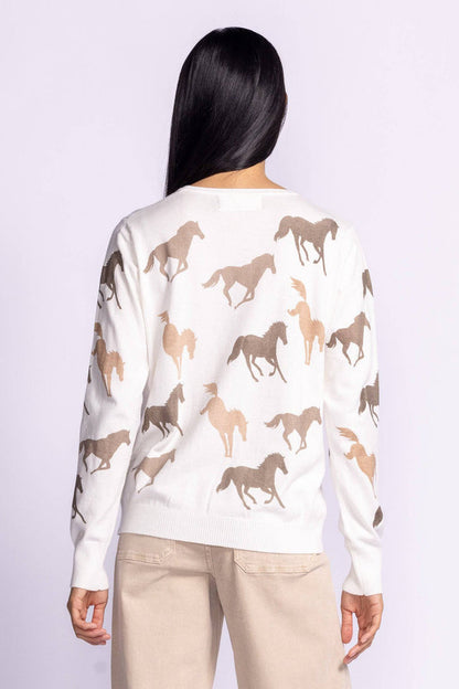 Pink Martini Knit Sweater Horses SALE